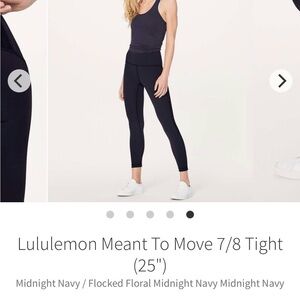 lululemon athletica Midnight Navy 7/8 Leggings